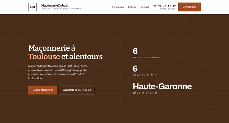 Exemple de site — maçon à Toulouse
