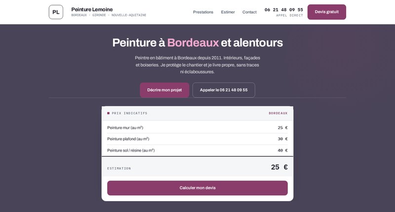 Exemple de site — peintre à Bordeaux